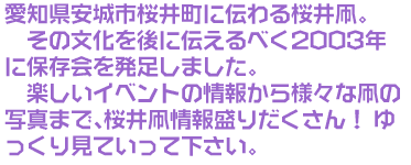愛知県安城市桜井町に伝わる桜井凧。その文化を後に伝える為に、２００３年に保存会が発足しました
